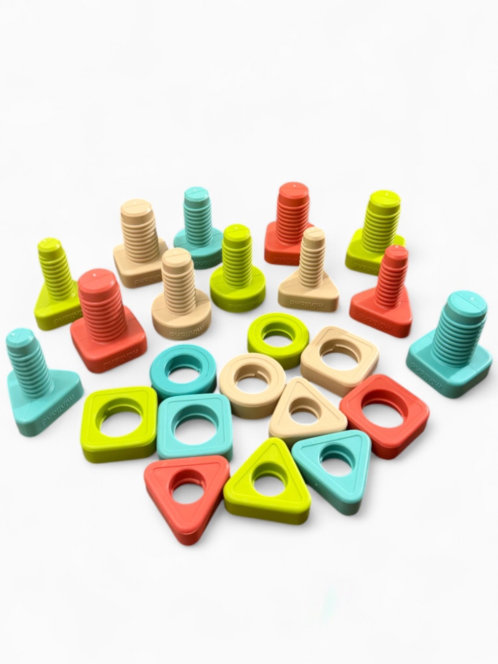 Miniland ECO nuts and bolts toy for Kids - Teal, Lime, Coral, Beige - Picture 2 of 3